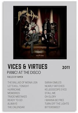 juaseehke Poster Panic at The Disco Vices & Virtues, dekoratives Leinwandposter, ästhetischer Poster, Druck, Wandkunst, Dekor-Poster, 50 x 75 cm, ungerahmt, Stil 1