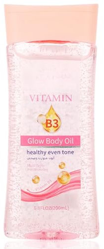 Vitamin B3 Body Oil Gel – Essential Oils for Skin – Glow Body Oil for Women – Massage Oil for Back & Gua Sha – Hydrating, Brightening & Smoothing Skin Care for Dry Skin 200ml