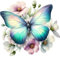 x4 Light Blue Butterfly Flower Vinyl Stickers, Cover Marks Non Transparent & Weatherproof Multi-use Decals 1@150mm 1@120mm & 2@70mm Toilet Wall Car Laptop & More (Lblue150mix Butterfly, A5)