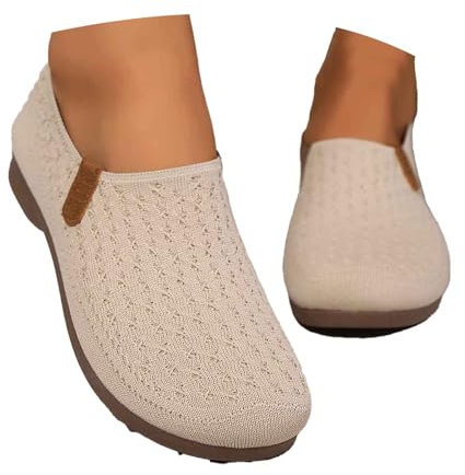 Famzuneu ballerinas weiß, Damen Ballerinas Günstig Sommer Bequem Gymnastikschuhe Sportliche Leichte Tanzschuhe Sommerschuhe Ballerina Elegant Dirndl Schuhe Weiche Barfußschuhe Mädchen, Beige, 37