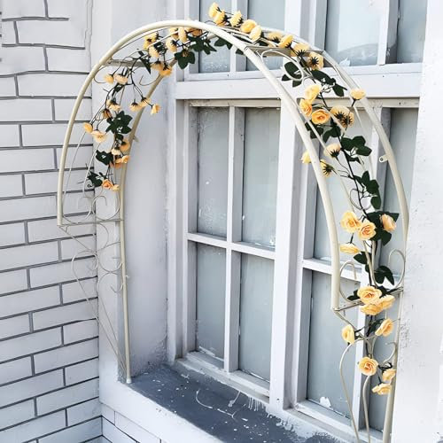 QYANPEN Gartenbogen aus Metall, zur Wandmontage, halbrunde Gartenspalier-Rosenbögen, für Fenster, Türen, Eingänge, dekorativ, für Kletterpflanzen, Blumen und Weinreben, Pergola