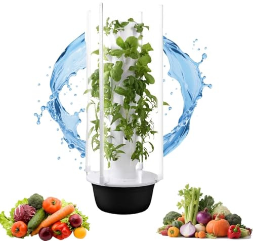 zhenmaster Orto idroponico Verticale con Torre 9 Piani, LED Grow Light e Pompa a Timer, Sis-Tema autoirrigante Pulito e Sicuro, ABS U-V Resistente, Ideale per balconi e cucine(20Holes+LED)
