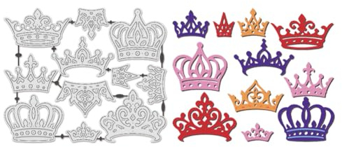 UNICRAFTALE 11 Stück Kronen Metall Stanzen Für Kartenherstellung Feierlichkeiten Motivstanzen Happy Birthday Prägeschablonen Vorlage Für DIY Fotoalbum Kartenbasteln Scrapbook Dekoration