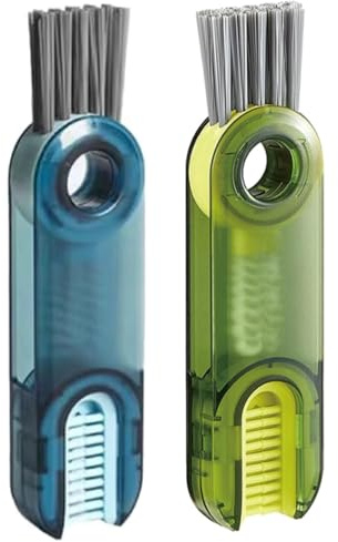 2 Stück 3-in-1 Reinigungsbürsten Set, Multifunktionale Spaltbürste & Flaschenbürste mit Harten Borsten, Spezialbürste für Becherdeckel & Strohhalm, Hochwertige Reinigungswerkzeuge für Enge Räume