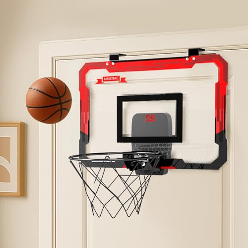 Dekko Mini Basketball Hoop for Kids PC Backboard with Folding Iron Rim 4 Mini Balls Automatic Scoring Indoor Wall Mounted Toy for Children 3-12 Years