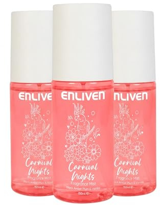 Enliven Carnival Nights Fragrance Mist - 150mlx3 Pack - Black Amber, Plum and Vanilla - Body Spray - Gifts For Women - Fragrance Body Mist - Womens Body Spray