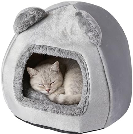 GYHWOFUL Katzenhöhle 40×40 cm, Katzenbett mit Waschbarem Kissen, Kuschelhöhle für Katzen & Kleine Hunde, Katzenkorb zum Schlafen, Warmes & Weiches Katzen Haus, Anti-Rutsch Katzenkörbchen, Cat Bed