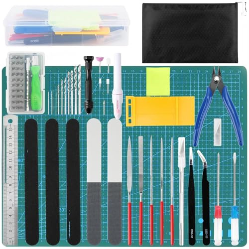 POKIENE 82 Pcs Model Making Tools, Professional Gundam Model Tools Kit, Basic Tools Craft Set Hobby Building Tools Kit for Gundam Car Model Building Repairing and Fixing