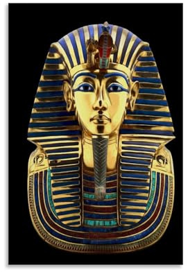 Poster, Motiv: Ägyptischer Pharao, König, Tut, Gold, Kopfschmuck, Maske, Tutanchamun, Poster, Leinwand, Wanddekoration, Kunstdrucke auf modernem Kunstwerk für Wohnzimmer, Badezimmer, Schlafzimmer