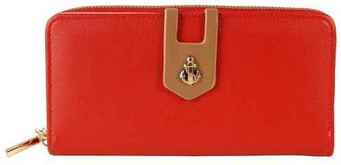 Cham Cham Geldbörse für Damen aus Kunstleder in Rot, Geldbeutel mit Reißverschluss in 9,8 x 19 x 3,5 cm