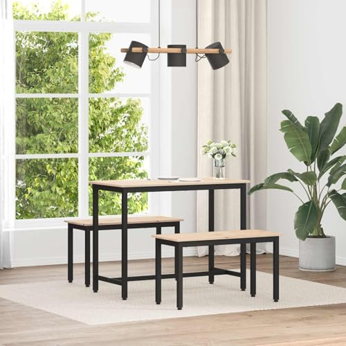 TUERYAFEK Moderne Bank aus massivem Kiefernholz 80 x 35 x 45 cm mit stabilen Metallbeinen, Schlichte Eleganz für Esszimmer, Terrasse oder Eingangsbereich, natürliche Holzoberfläche,