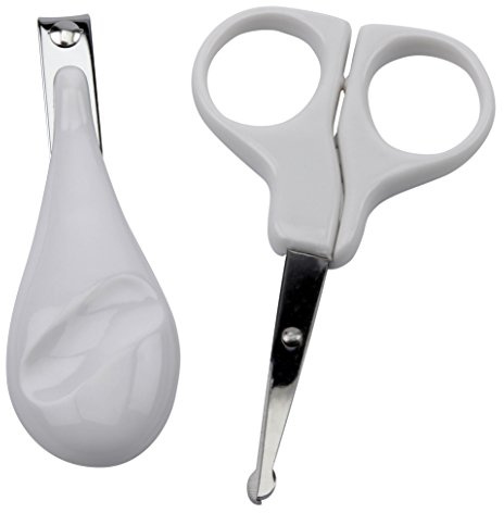 H+H Baby Nagelpflege Set – Schere & Nagelclip grau – Sichere Babynagelschere & Nagelknipser – Pflege Set für Neugeborene & Kleinkinder