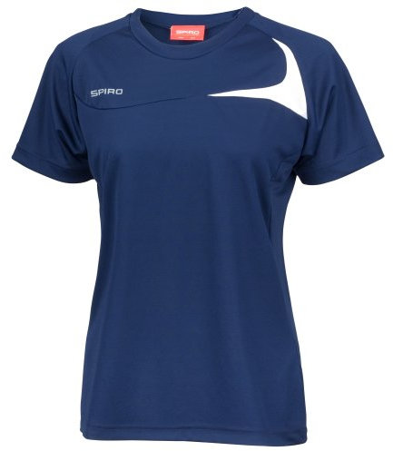 Spiro Womens/Ladies Sports Dash Performance Training T-Shirt (L) (Navy/White)