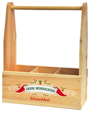 Cera & Toys® Flaschenhalter zu Weihnachten mit Aufdruck Ihres Wunschtextes (Banderole)