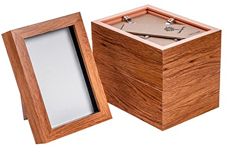 Nicola Spring 3D Shadow Box Photo Frames - 4 x 6 (10 x 15cm) - Pack of 5 - Dark Wood 3D Photo Frame Picture Frame Box Small Portrait Display Case for Crafts, Keepsakes, Wedding, Graduation