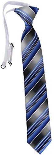 TigerTie Security Sicherheits Krawatte in blau hellblau silber anthrazit grau gestreift - vorgebunden mit Gummizug