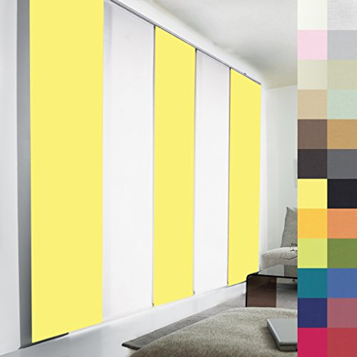 Sun World Schiebegardinen nach Maß, hochqualitative Wertarbeit, alle Größen verfügbar, Maßanfertigung, Schiebevorhang, Raumteiler, Flächenvorhang, Blickdicht (175cm Höhe x 50cm Breite/Gelb)