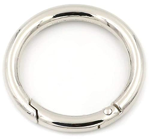 2 x Karabinerring mit Federöffnung, O-Ring, rund, Schnappverschluss, Schlüsselanhänger, silber, 16 mm
