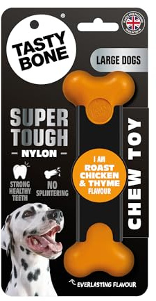 TastyBone Nylon Dog Chew Toy for Large Dogs (Roast Chicken & Thyme) - Indestructible for Aggressive Chewers, Everlasting Flavour, Strong Healthy Teeth, Made in the UK