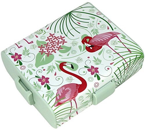 com-four® Sandwichera para niños - Caja de almuerzo Flamingo - Fiambrera infantil de almuerzo con divisores - Caja de desayuno, 19.5 x 17.5 x 6.5 cm (01 pieza - Flamingo)