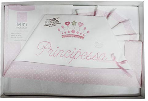 Compose' Culla Lenzuola MIO PICCOLO Cotone ricamatoprincipinoPrincipessa (rosa)
