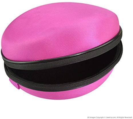 Geekria NOVA Headphone Case for Foldable Over-Ear Headphones, Replacement Hard Shell Travel Carrying Bag with Cable Storage Compatible with Jabra, Sennheiser Headsets (Dark Pink)