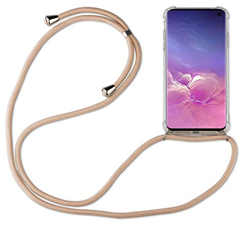 betterfon | Samsung Galaxy S10 Handykette Smartphone Halskette Hülle mit Band - Schnur mit Case zum umhängen Handyhülle mit Kordel zum Umhängen für Samsung Galaxy S10 SM-G973 Beige/Braun