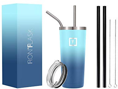 IRON °FLASK Classic Tumbler - 710 ml, Vacuum Insulated Stainless Steel, Hot Cold, Double Walled, Thermo Travel Mug, Water Metal Canteen (Blue Waves)