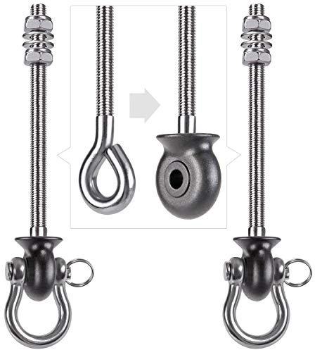 Dolibest 2er Schaukelhaken Holzbalken, 195mm Hängematte Befestigung M8 Schwerlast Hängesessel Aufhängung Betondecke Edelstahl Drehbar Boxsack Deckenhalterung ösenhaken zum Schrauben, Bis 680kg