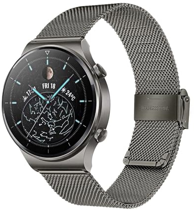 TRUMiRR Remplacement pour Huawei Watch GT 2 46mm/Huawei Watch GT Elegant Bande de Montre, Bracelet de Montre en Acier Inoxydable Bracelet en métal tissé pour Huawei Watch GT Active/Amazfit GTR 47mm