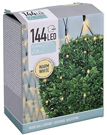 Spetebo LED Lichterkette für Buchsbaum Kugel mit 144 LED - Ø 120cm - Buchskugel Deko Lichternetz