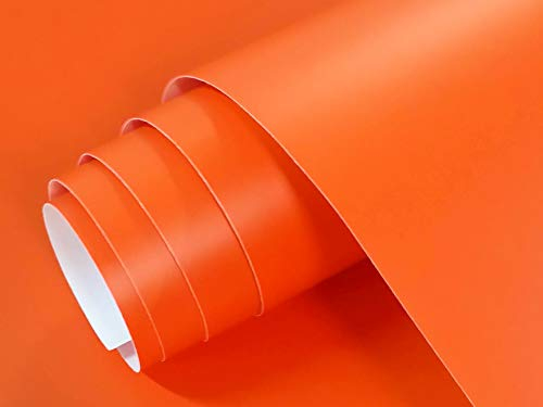 Vinilo Adhesivo Mate 40x300 cm NARANJA Para Muebles Cocina Paredes Ventanas Manualidades Papel Adhesivo Decorativo (Naranja, 40x300 cm)