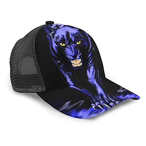 Oaieltj Unisex Baseball Cap Damen Herren Klassische Baseball Cap Verstellbare Snapback Mesh Trucker Hut Sonnenhut, Panther Leopard Animal, One size