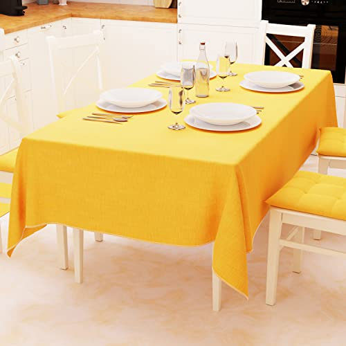 PETTI Artigiani Italiani - Tovaglia, Tovaglia da Tavola, Tovaglia Cucina in Cotone Disegno Tinta Unita Giallo X6 Posti (140x180 cm) 100% Made in Italy