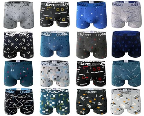 Channo Pack de 6 Boxers de Algodón Ajustados de Diferentes Estampados Originales, Cómodos y Suaves. Colección UOMO (Talla XL)