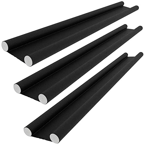 TOSANEO 3er-Set Zugluftstopper 95cm Luftzugstopper Zugstopper für Türen Türisolierung Doppeldichtung Heizkosten Sparen Energiesparend Schwarz