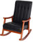 Mendler Schaukelstuhl HWC-K10, Schaukelsessel Schwingstuhl Relaxsessel MVG - Kunstleder schwarz, Gestell Walnuss-Optik
