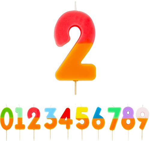 Talking Tables Orange and Pink Number 2 Candle for Cakes | Birthday Cake Topper Decorations for Kids Party, Boys, Girls 2nd, 21st Party, Anniversary, Milestone