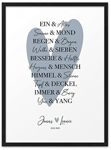 TRAUMPAAR HERZENSMENSCH LIEBESPAAR | ABOUKI Kunstdruck | Valentinstag Geschenk Für Sie Pärchen Geschenke Bild Hochzeit Personalisiert Jahrestag Geschenk für Freundin | Personalisiert