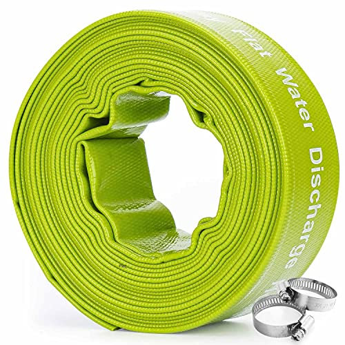 Green Expert - Manguera plana de PVC de 1-1/2 pulgadas de diámetro interior, accesorio de descarga para drenaje de agua, tubo resistente para filtro de piscina de arena, fácil de instalar, 25 pies de