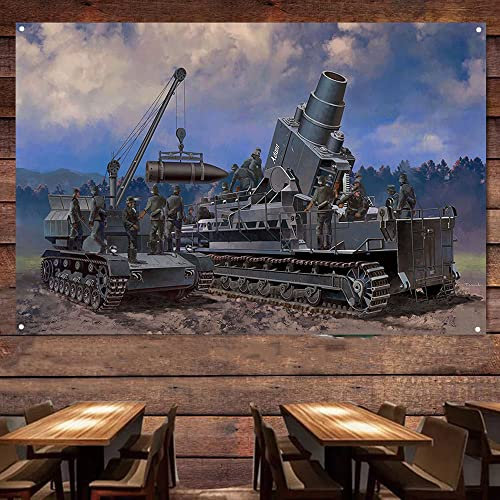 Morser Karl (Nr. 1 Adam Baldur) – WW II GER schwerer Mörser gepanzerte Waffen Poster Wandbehang Flagge – Militärkrieg Kunst Banner Wanddekoration Wandteppich