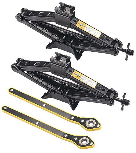 2 Set 2 Ton Scissor Jack for Car, with Hand Crank Portable Repair Tool Rust-Resistant for auto, SUV, Trailer, Station Wagon, by GENHAKON.