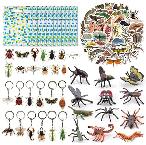 Nuyoach Insekt Party Mitgebsel Kindergeburtstag Gastgeschenke,Insekten Favours Geschenk Tasche,99 Stück Insekt-Spielzeug-Figuren Tortendeko Geburtstagstüten Figuren Kinder Aufkleber Für Junge Mädchen