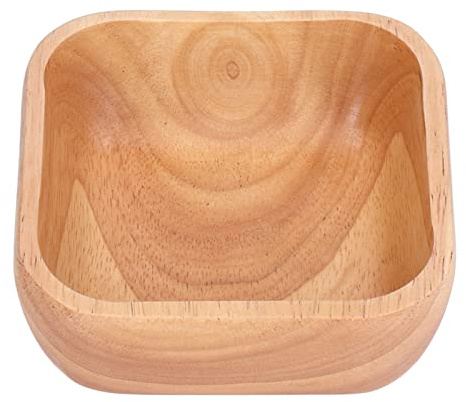 Tomotato Ensaladera de Madera, Plato de Cuadrada Rústica Hecha a Mano, Cuenco de Servir de Decorativos para Ensalada, Frutas, Verduras(12.5cm)