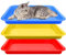 3pcs Large Kitten Litter Tray Open Cat Litter Box Guinea Pig Tray Plastic Shallow Litter Box Small Animal Litter Pan Cat Kitten Puppy Dog Pet Training Supplies, 17.3x13.3x1.57 Inch