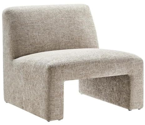 Modway Amita Chenille Upholstered Oversized Accent Lounge Khaki – Plush, Comfy Slipper, Ideal, Armless Sofa Corner Chair for Reading Nook or Living Room Furniture