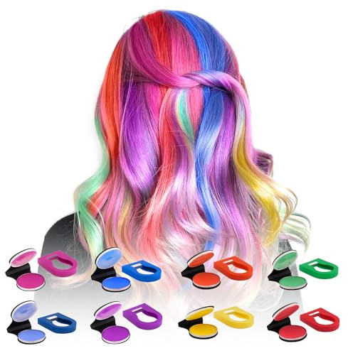 Haarkreiden für Mädchen, 8 Stück auswaschbare Haarkreide für Kinder, tragbare nicht klebrige Temporäre Leuchtende Haarfarbe, Haarsprayfarbe für Kinder,Weihnachten, Geburtstagsparty