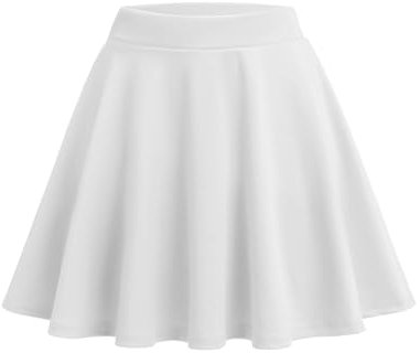 Zeagoo Damen Basic Vielseitige Mini Rock Mädchen Flared Casual Mini Skater Rock Schulmädchen Anime Rock Weiß M