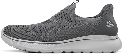 ODCKOI Slip on Sneakers Uomo Senza Lacci Scarpe Sportive Traspiranti Scarpe da Corsa comode Scarpe da Ginnastica Leggere Scarpe da Jogging all'aperto-Grigio scuro-44