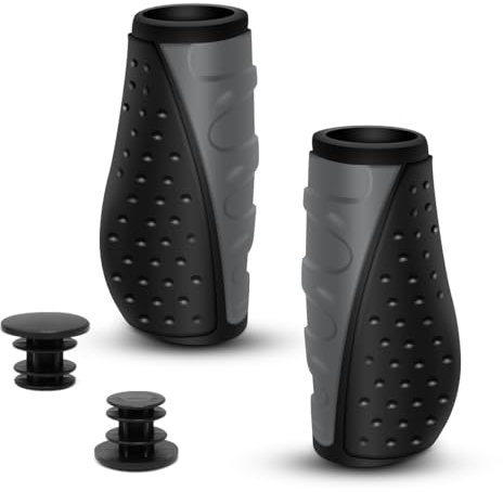 REETEE Fahrradgriffe Ergonomisch Fahrrad Griff Rutschfester Lenkergriffe Fahrrad Kurz und Lang, MTB Griffe für 22,2 mm Mountainbike, Klappfahrrad Lenker Griffe (grau (90mm+90mm))